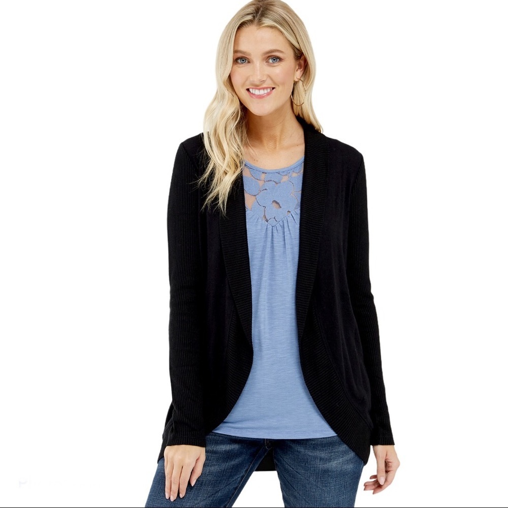 KISMET Dorothy Open-Front Cocoon Knit Cardigan Quiet Luxury Grey Medium